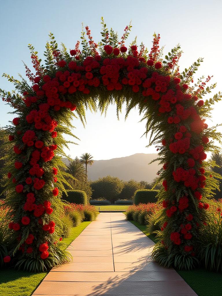 Luxury floral archway with dramatic seasonal blooms